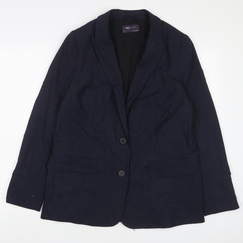 Marks and Spencer Womens Blue Striped Jacket Blazer Size 12 Button