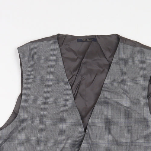 Marks and Spencer Mens Grey Plaid Polyester Jacket Suit Waistcoat Size 42 Regular