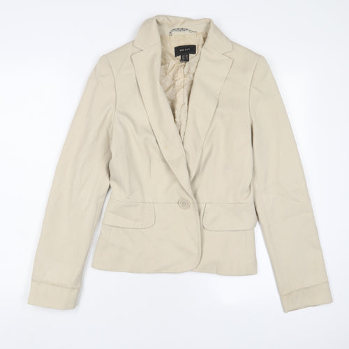 Mango Womens Beige Jacket Blazer Size 10 Button