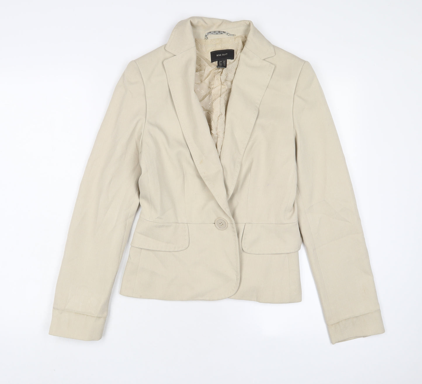 Mango Womens Beige Jacket Blazer Size 10 Button