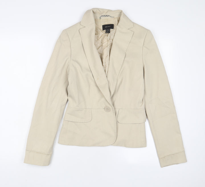 Mango Womens Beige Jacket Blazer Size 10 Button