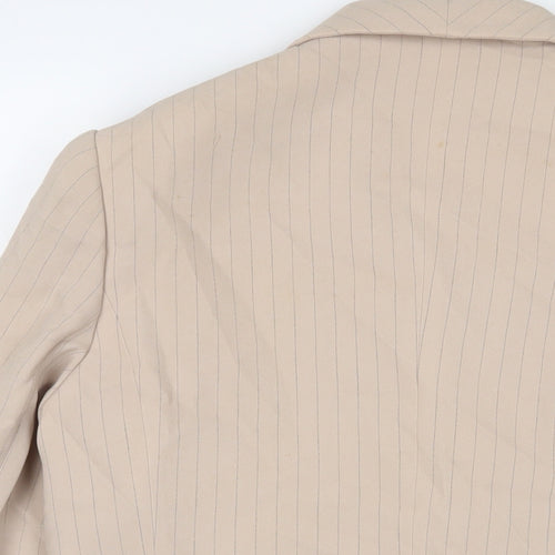 Frank Usher Womens Beige Striped Jacket Blazer Size 18 Button