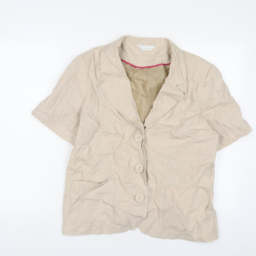 Classic Womens Beige Jacket Blazer Size 18 Button