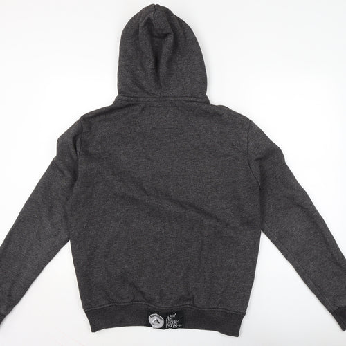 Superdry Mens Grey Cotton Pullover Hoodie Size M - Logo on arm and back.
