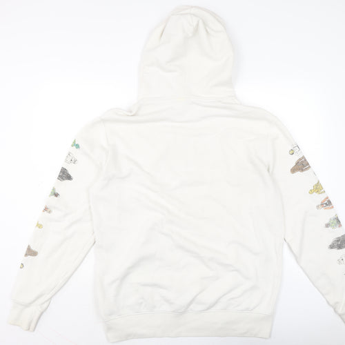 Divided Mens White Cotton Henley Hoodie Size L