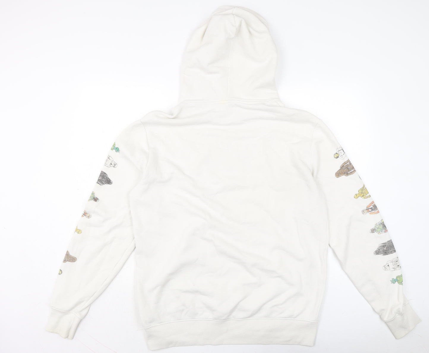 Divided Mens White Cotton Henley Hoodie Size L
