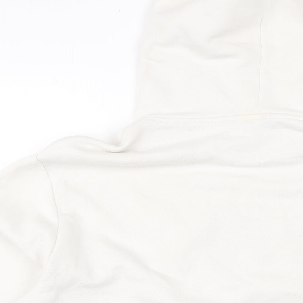 Divided Mens White Cotton Henley Hoodie Size L