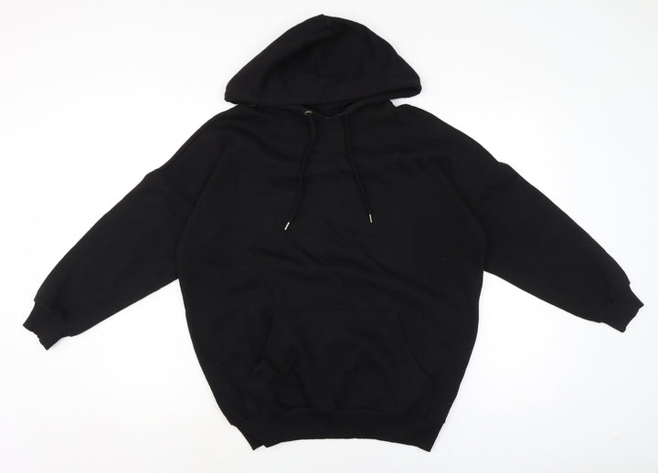 Monki Womens Black Houndstooth Cotton Pullover Hoodie Size 2XS