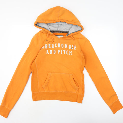 Abercrombie & Fitch Boys Orange Cotton Pullover Hoodie Size 15-16 Years Button