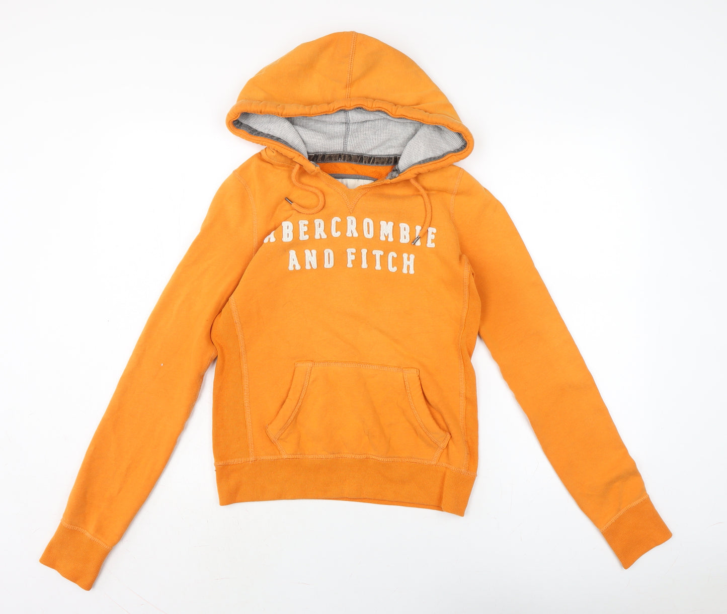 Abercrombie & Fitch Boys Orange Cotton Pullover Hoodie Size 15-16 Years Button