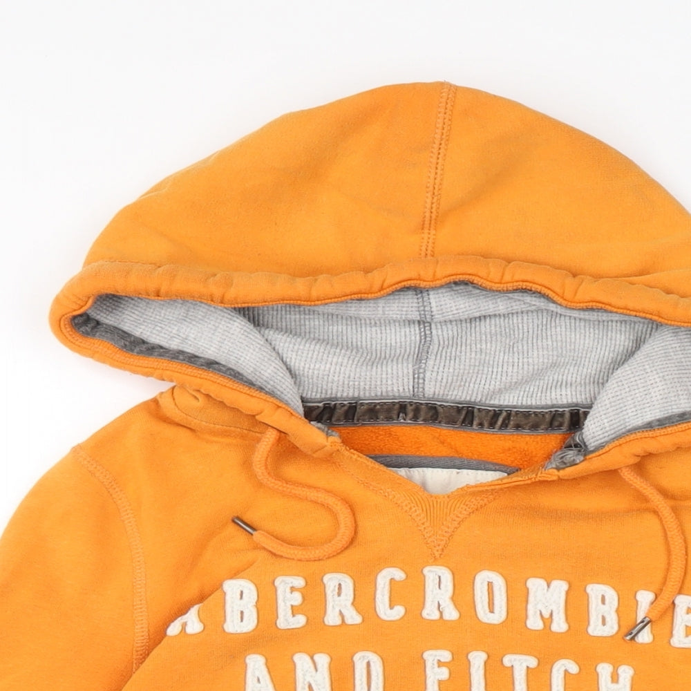 Abercrombie & Fitch Boys Orange Cotton Pullover Hoodie Size 15-16 Years Button