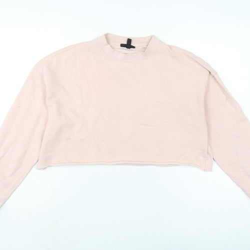 Topshop Womens Pink Cotton Pullover Sweatshirt Size 10