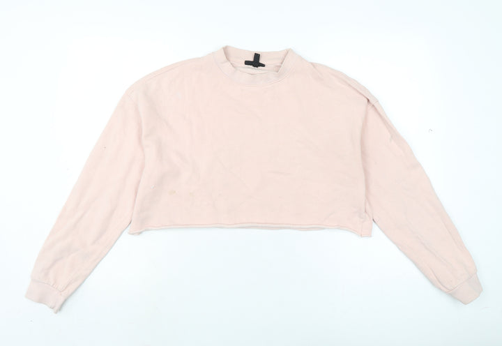Topshop Womens Pink Cotton Pullover Sweatshirt Size 10