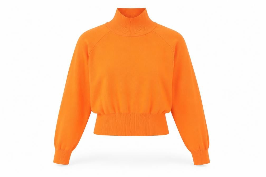 Front view of Zara women’s multicoloured polyester cropped casual, size S, mock neck