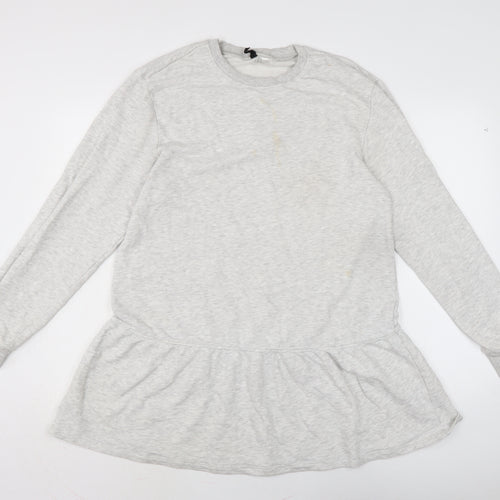Divided Womens Grey Cotton Jumper Dress Size M Boat Neck