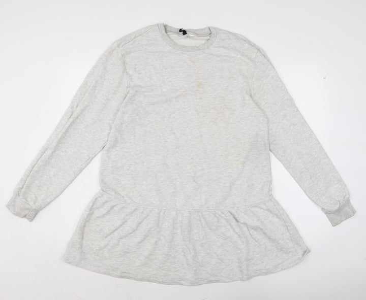 Divided Womens Grey Cotton Jumper Dress Size M Boat Neck