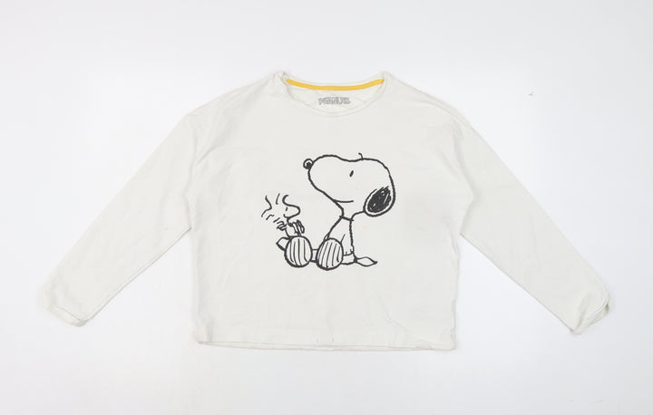 Marks and Spencer Girls Ivory Cotton Pullover Sweatshirt Size 12-13 Years