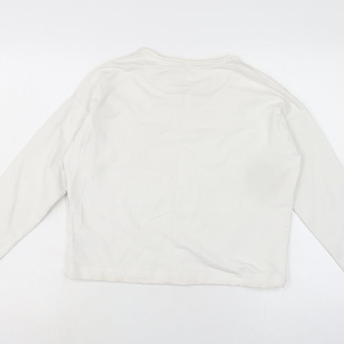 Marks and Spencer Girls Ivory Cotton Pullover Sweatshirt Size 12-13 Years