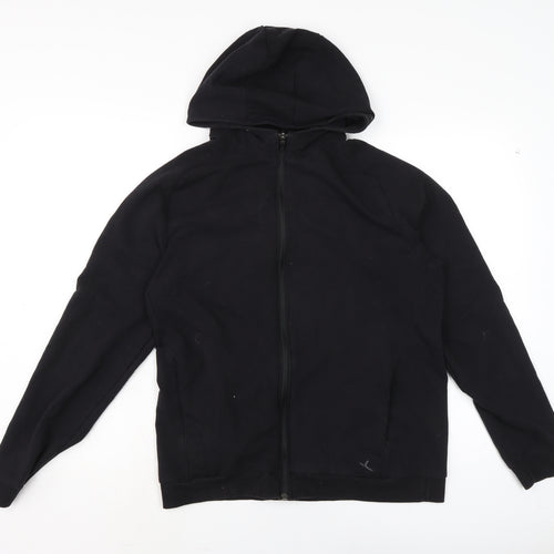 DECATHLON Mens Black Cotton Full Zip Hoodie Size L