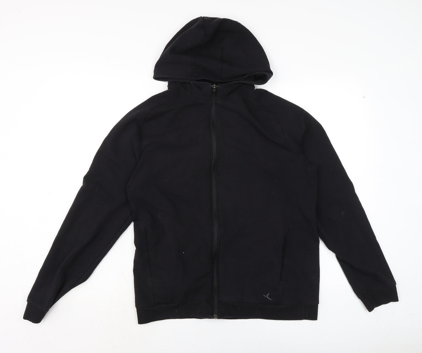 DECATHLON Mens Black Cotton Full Zip Hoodie Size L