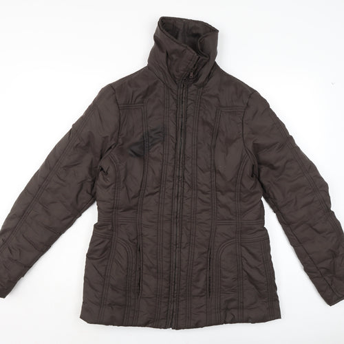 BHS Womens Brown Quilted Jacket Size 12 Zip