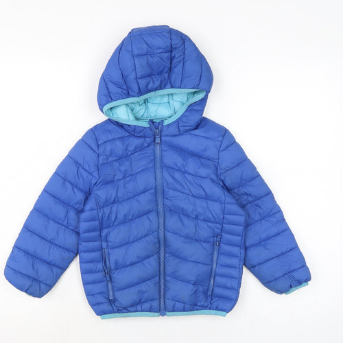Marks and Spencer Boys Blue Bomber Jacket Coatigan Size 4-5 Years Zip
