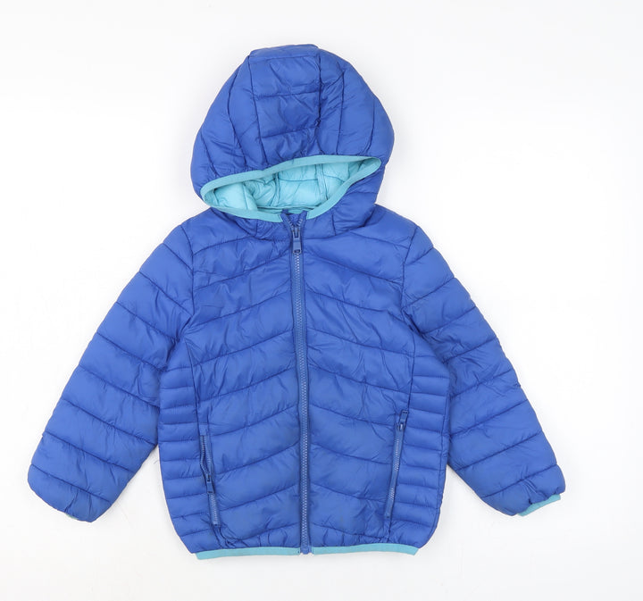 Marks and Spencer Boys Blue Bomber Jacket Coatigan Size 4-5 Years Zip