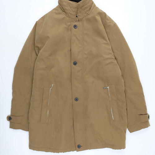 Downstairs Mens Brown Overcoat Coat Size 44 Zip
