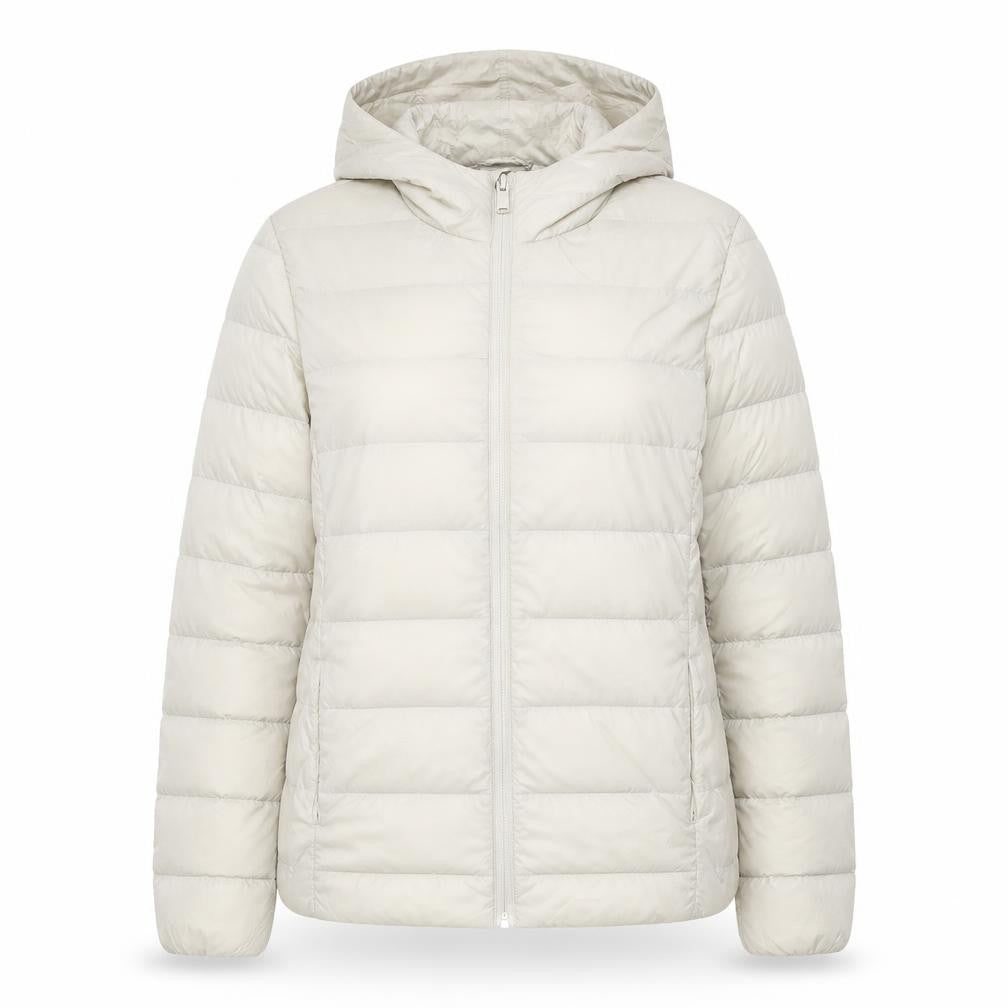 Front view of Marks & Spencer women’s ivory jacket, size UK 10, zip