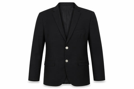 Front view of H&M men’s black jacket, size 40, button