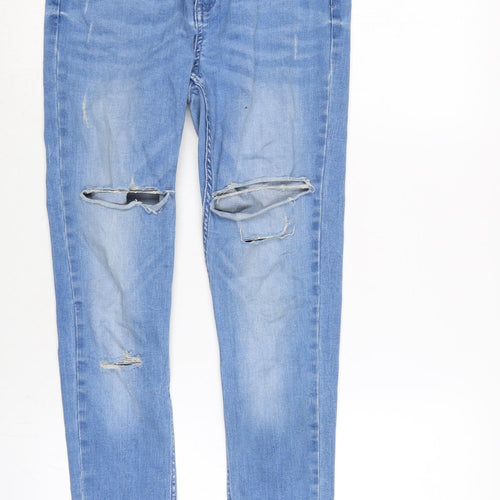 F&F Womens Blue Cotton Blend Tapered Jeans Size 28 in L27.5 in Regular Zip