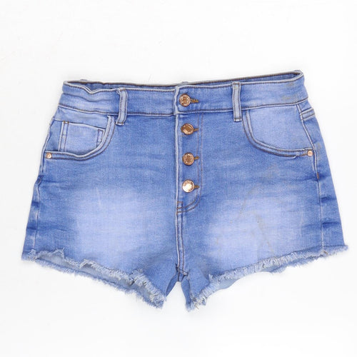 Denim & Co. Girls Blue Cotton Cut-Off Shorts Size 12-13 Years Regular