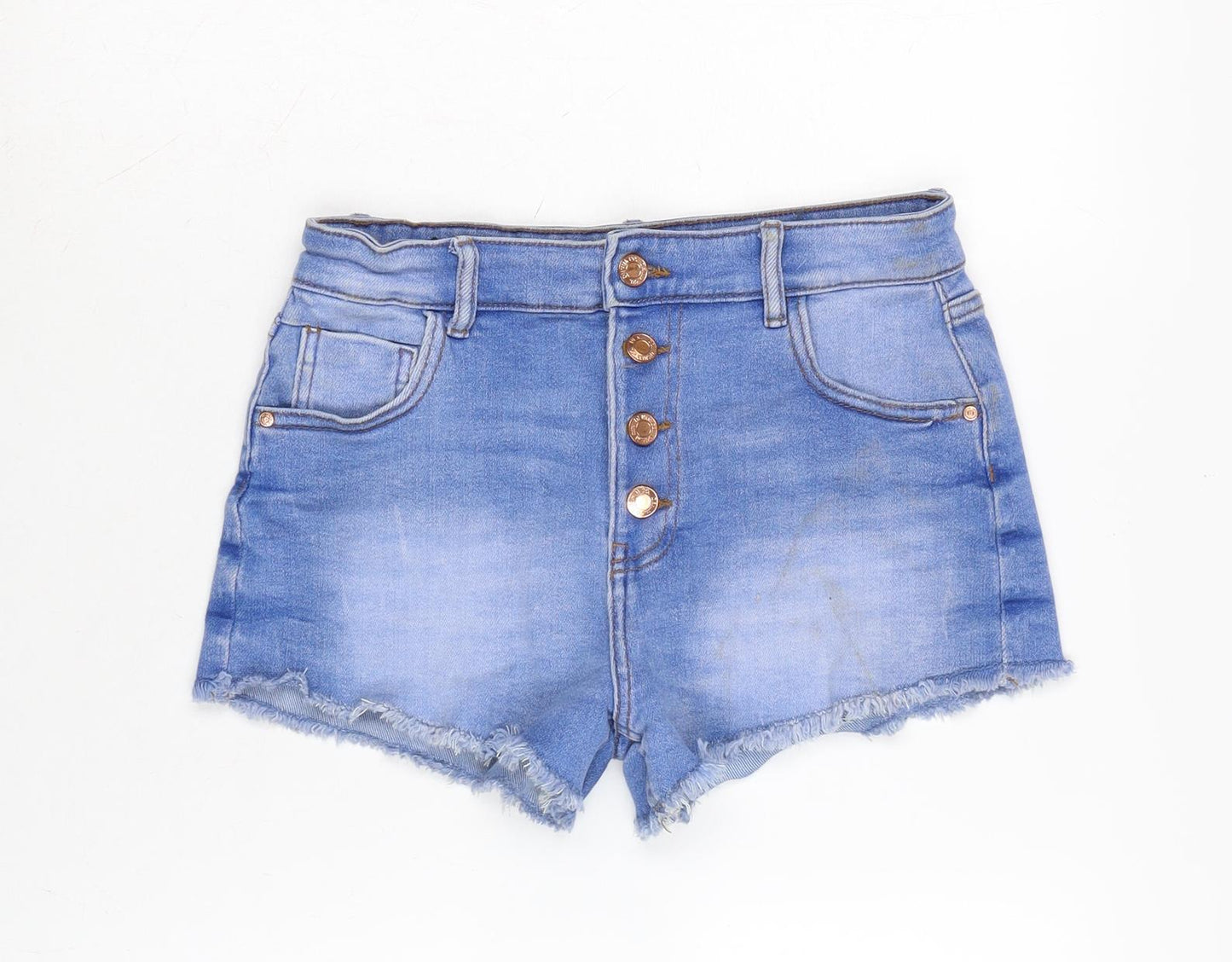 Denim & Co. Girls Blue Cotton Cut-Off Shorts Size 12-13 Years Regular