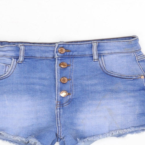 Denim & Co. Girls Blue Cotton Cut-Off Shorts Size 12-13 Years Regular