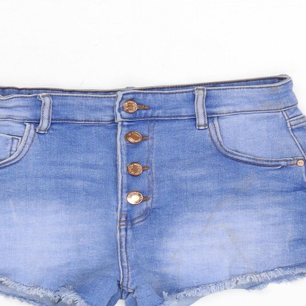 Denim & Co. Girls Blue Cotton Cut-Off Shorts Size 12-13 Years Regular