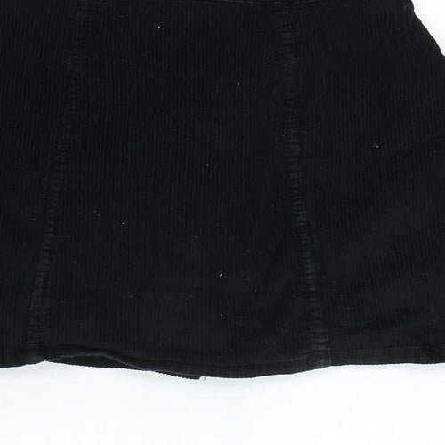 Denim & Co. Womens Black Cotton A-Line Skirt Size 6 Button
