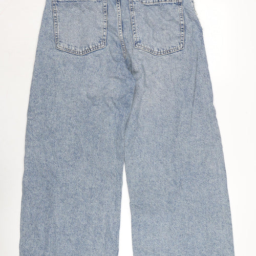 Rita ora Womens Blue Cotton Wide-Leg Jeans Size 10 L29.5 in Regular Zip