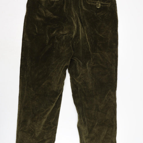 Joseph Turner Mens Green Cotton Trousers Size 38 in L28 in Regular Zip