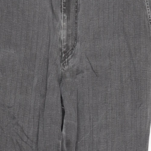 Meyer Mens Grey Cotton Trousers Size 36 in L32 in Regular Zip