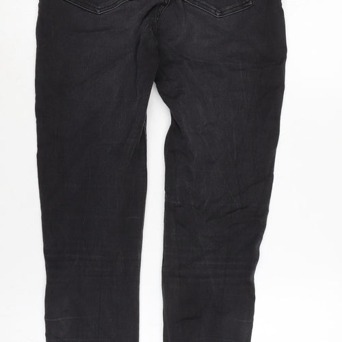 Monki Womens Grey Cotton Blend Tapered Jeans Size 28 in L29 in Slim Zip