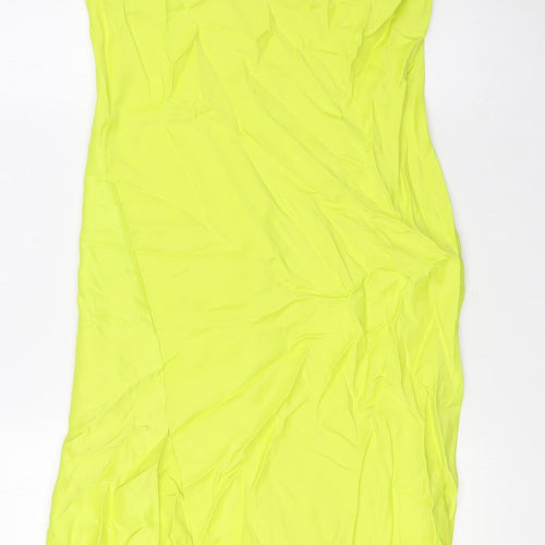 Zara Womens Yellow Viscose A-Line Size M Square Neck Zip