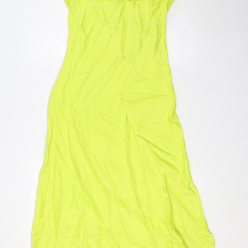 Zara Womens Yellow Viscose A-Line Size M Square Neck Zip