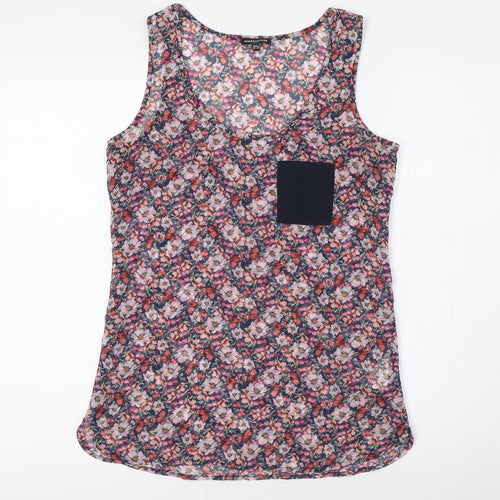 Warehouse Womens Multicoloured Floral Polyester Camisole Tank Size 8 Round Neck - Sheer