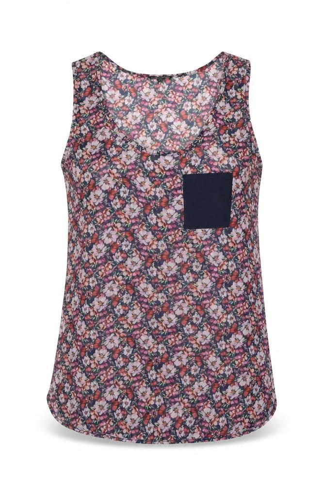 Warehouse Womens Multicoloured Floral Polyester Camisole Tank Size 8 Round Neck - Sheer