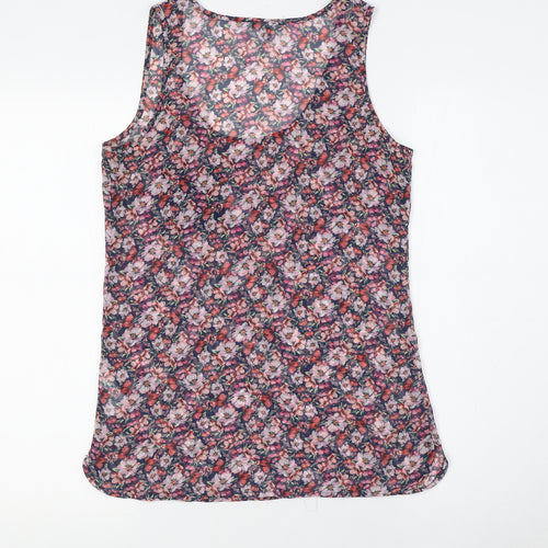 Warehouse Womens Multicoloured Floral Polyester Camisole Tank Size 8 Round Neck - Sheer