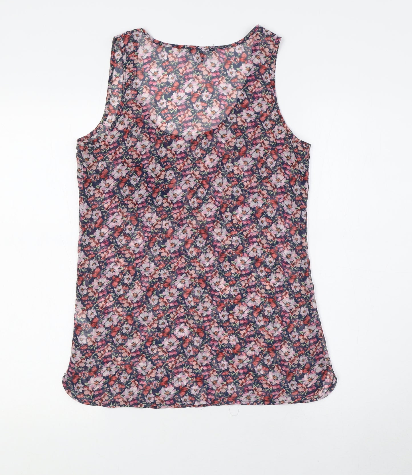 Warehouse Womens Multicoloured Floral Polyester Camisole Tank Size 8 Round Neck - Sheer