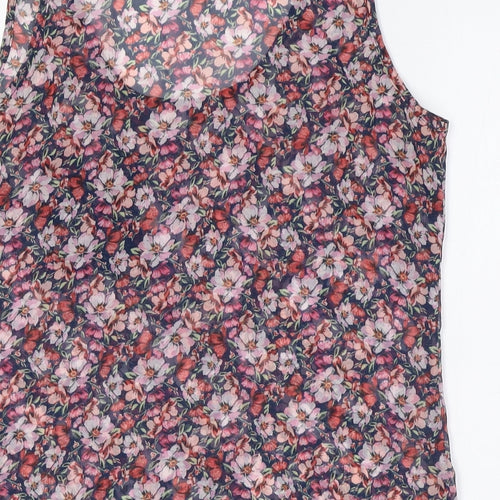 Warehouse Womens Multicoloured Floral Polyester Camisole Tank Size 8 Round Neck - Sheer