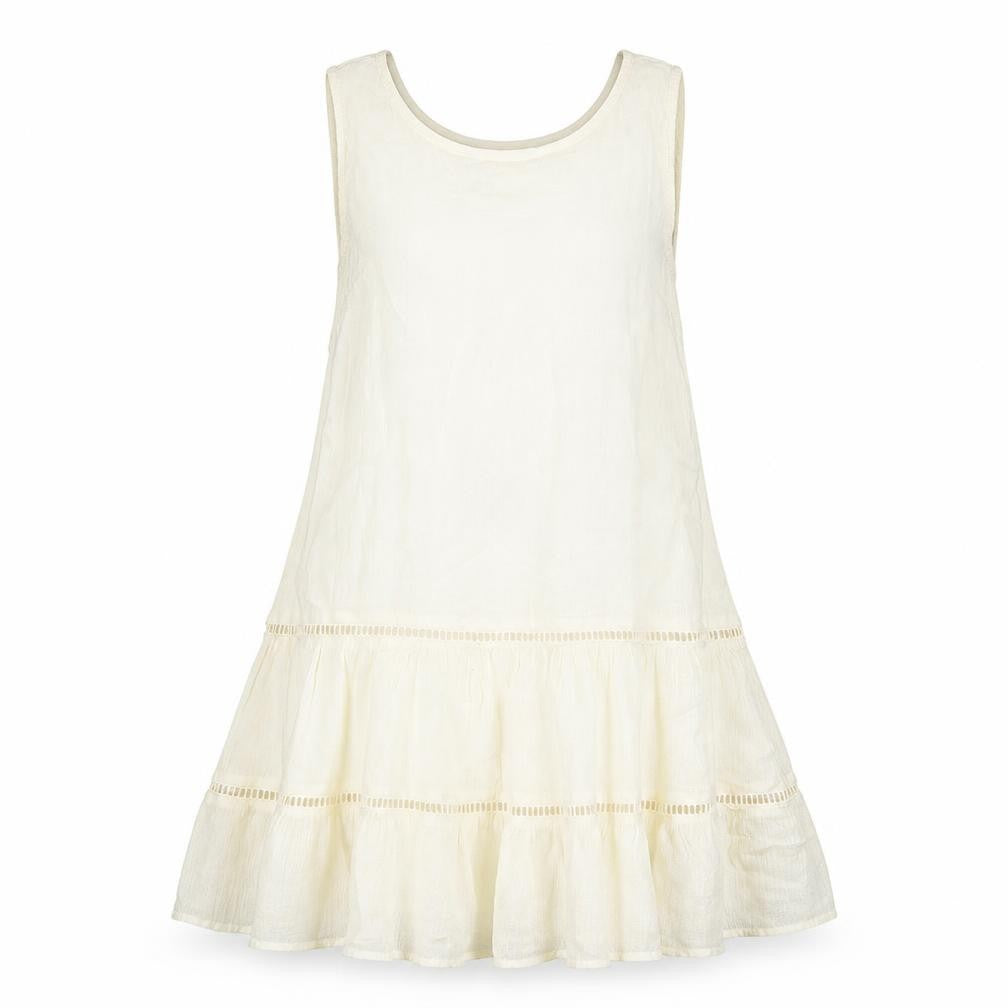 ASOS Womens Ivory Cotton A-Line Size 14 Boat Neck Tie