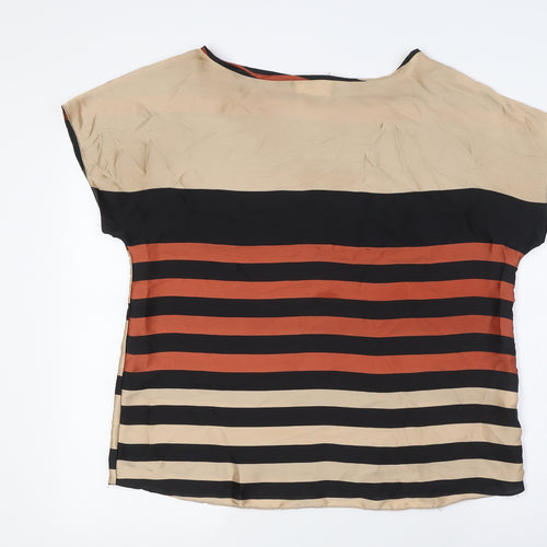Wallis Womens Multicoloured Striped Polyester Basic T-Shirt Size 16 Boat Neck