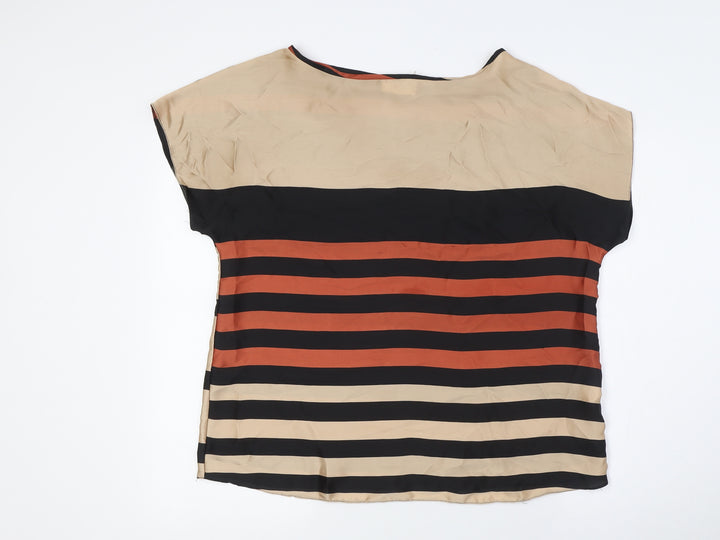 Wallis Womens Multicoloured Striped Polyester Basic T-Shirt Size 16 Boat Neck